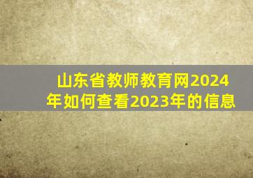 山东省教师教育网2024年如何查看2023年的信息