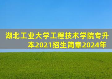 湖北工业大学工程技术学院专升本2021招生简章2024年